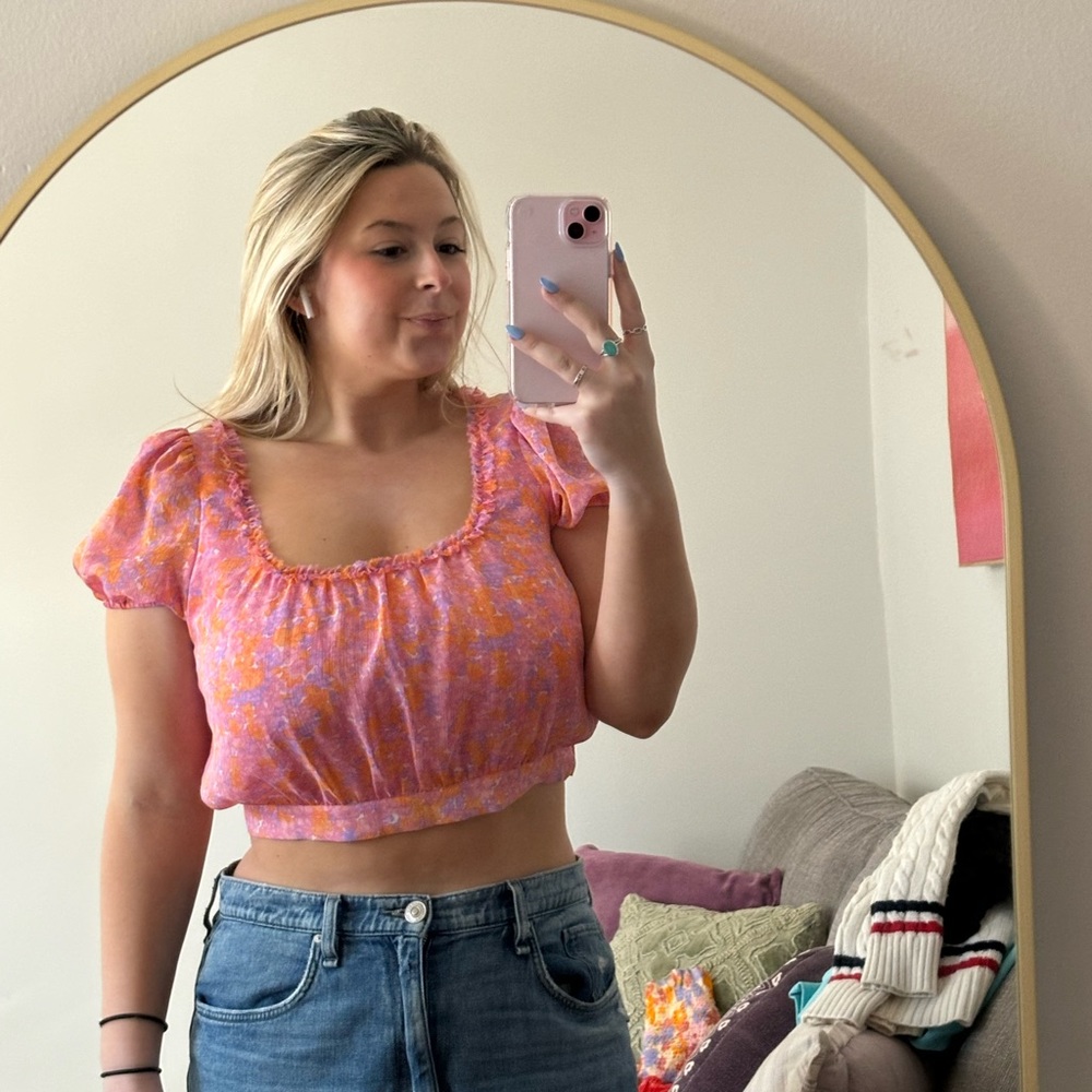 Pink and Orange REVOLVE floral top